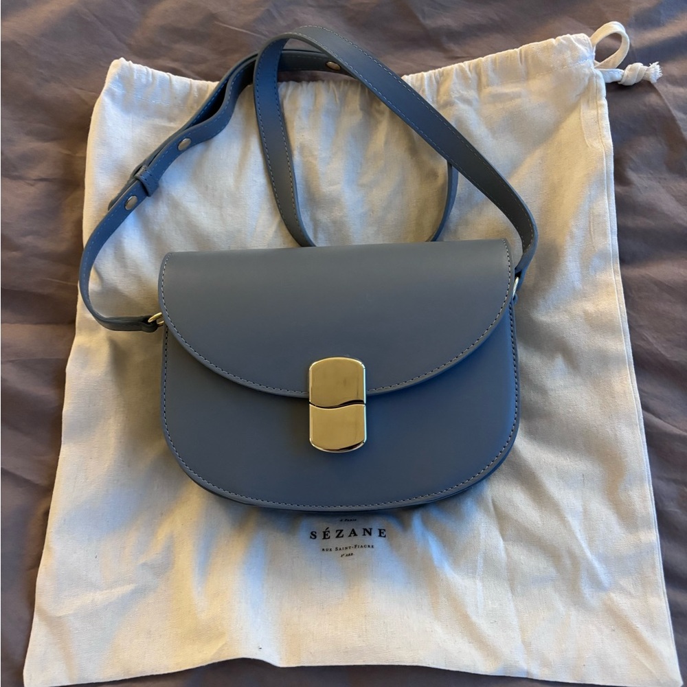 SOLD NWT Sézane Claude Bag in Smooth Vintage Blue - Picture 5 of 12